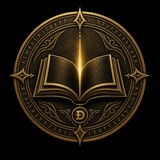 GOD SAVES emblem — open scripture and Dogecoin Ð